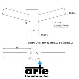 Suporte para Luminária Duplo - 7660